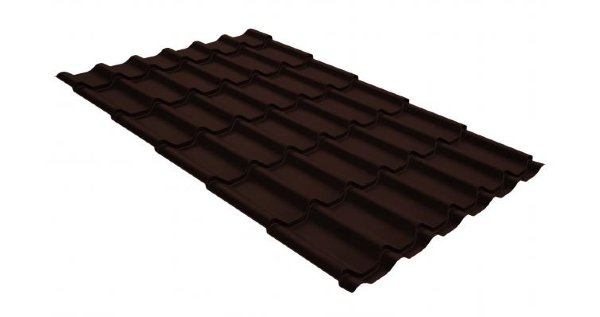Металлочерепица классик GL 0,5 GreenCoat Pural Matt RR 887 шоколадно-коричневый (RAL 8017 шоколад) купить в Мурманске