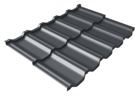 Металлочерепица модульная Квинта Uno Grand Line c 3D резом 0,5 Satin Мatt RAL 7024 мокрый асфальт купить в Мурманске