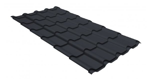 Металлочерепица камея GL 0,5 GreenCoat Pural RR 23 темно-серый (RAL 7024 мокрый асфальт) купить в Мурманске