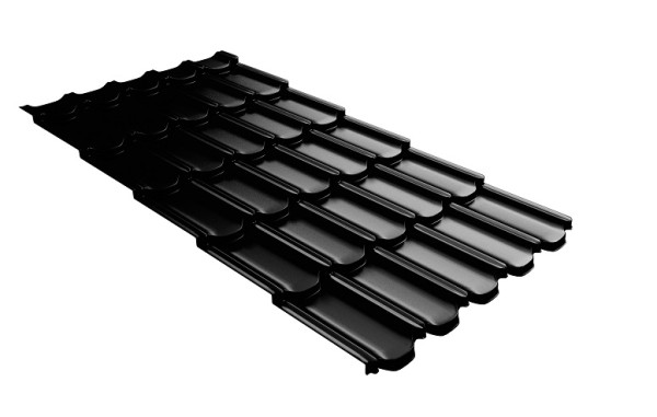 Металлочерепица квинта плюс с 3D резом 0,5 GreenСoat Pural Matt RR 33 черный (RAL 9005 черный) купить в Мурманске