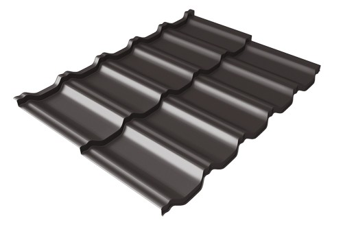Металлочерепица модульная Квинта Uno Grand Line c 3D резом 0,5 GreenСoat Pural Matt RR 32 темно-коричневый (RAL 8019 серо-коричневый) купить в Мурманске