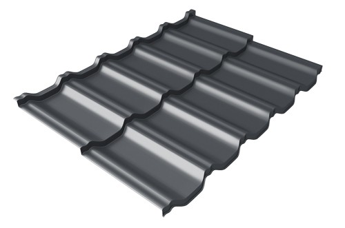 Металлочерепица модульная Квинта Uno Grand Line c 3D резом 0,45 Drap RAL 7024 мокрый асфальт купить в Мурманске