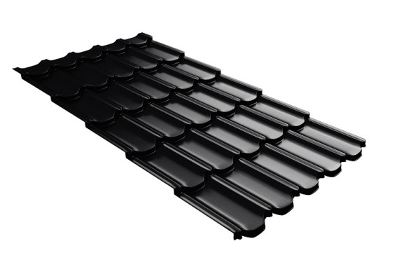 Металлочерепица квинта плюс с 3D резом 0,5 Satin RAL 9005 черный купить в Мурманске